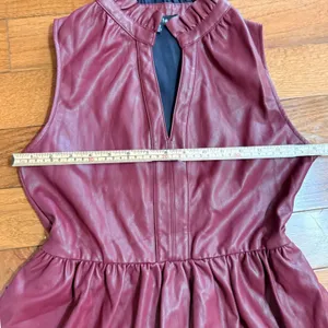 Fate Burgundy Faux Leather Tiered Dress Ruffle Neck Sleeveless S Burgundy thumbnail 8