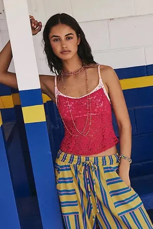 NWT Free People All Day Lace Cami Piping Hot Pink XS thumbnail 1