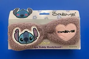 The Crème Shop Disney Stitch Spa Teddy Headband Pink Plush Fabric Bow thumbnail 1