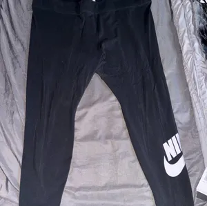 Nike Black Leggings with White Logo thumbnail 1