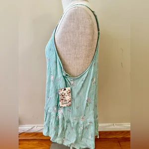 Pink Republic Floral Mint Green Women's Sleeveless Tank Top Adjustable Strap XL thumbnail 3