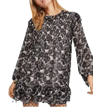 Free People These Dreams Ruffled Floral Long Sleeve Mini Dress - XS thumbnail 1