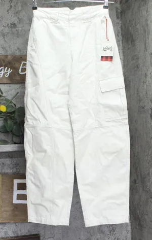 Woolrich X TGT Mid-Rise Barrel Leg Cargo Denim Jeans Pants Cream Off White 00 thumbnail 1