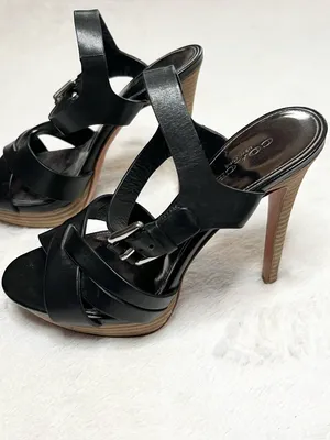Coach Black Vegan Leather Crisscross Platform Stiletto Heel Dani Sandals Size 6 thumbnail 6
