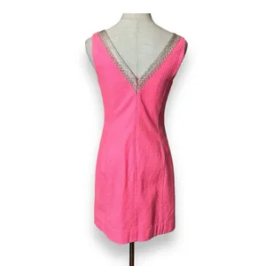 Lilly Pulitzer Junie Shift Dress Coral Reef‎ Hot Pink Gold Mini Size 0 thumbnail 3
