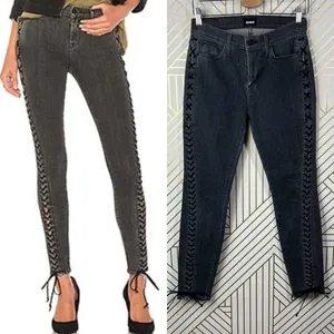 Hudson‎ Jeans The Stevie Midrise Lace Up Skinny Jeans in Vacancy Gray Size US 27 thumbnail 2
