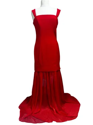 Lovers + Friends Danielle Crepe Voile Formal Gown in Red Size Medium NWT thumbnail 3