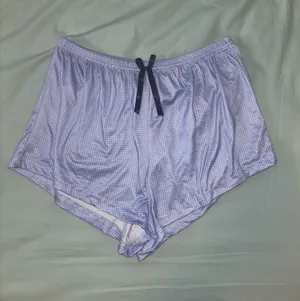 Blue and white checkered pajama shorts Size M thumbnail 1