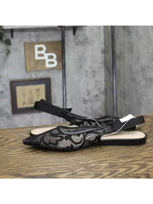 A New Day Womens London Lace Sling Back Bow Flats 94303528 Black 9.5M thumbnail 7
