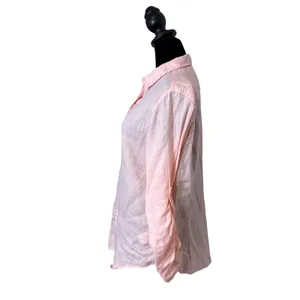 Ralph Lauren Relaxed Fit Linen Roll Tab Sleeve Top Womens S Minimalist‎ Pastel thumbnail 3
