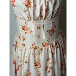Scarlet Darkness Milkmaid‎ Dress Women Large Ivory Pink Floral Boho Cottagecore thumbnail 8