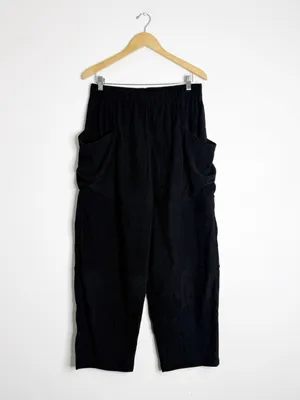 Halara High Waisted Corduroy Cargo Wide Leg Pants Black Size Medium thumbnail 3