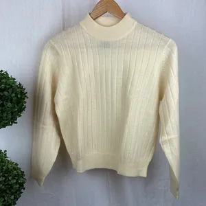 Charter Club 100% Wool Ribbed Ivory Long Sleeve Mock Turtleneck Sweater MP M thumbnail 2