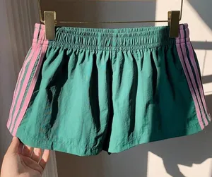 Unbranded Green Athletic Shorts Pink Side Stripes thumbnail 1