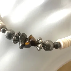 Puka shell tigers eye silver tone surfer bracelet thumbnail 5
