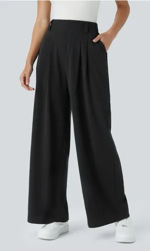 Halara Flex High Waisted Pocket Wide Leg Waffle Work Pants Sz L petite thumbnail 1