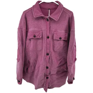 Free People We the Free Ruby Shirt Jacket Shacket Fleece Oversized Button Pink S thumbnail 2