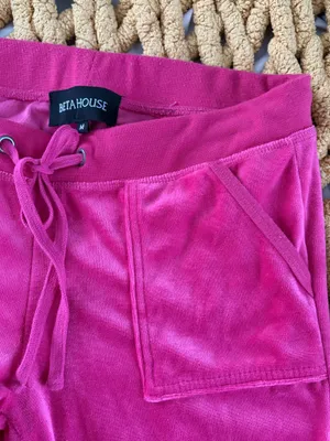Beta House Velour Pink Sweatpants thumbnail 3