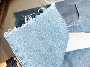 Abercrombie & Fitch The 90’s Straight High-Rise Distressed Curve Love Denim thumbnail 4