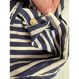J.Crew The Boy Shirt Navy White Striped 100% Silk Button Down Size 10 thumbnail 4