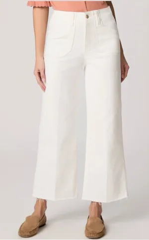 Paige Anessa High Rise Wide Leg Ankle Jeans in Tonal Ecru size 27 thumbnail 1