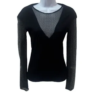 Maje Lysea Mixed Media Long Sleeve Top Fairygoth Party Grunge Chic Size 1 (S) thumbnail 2