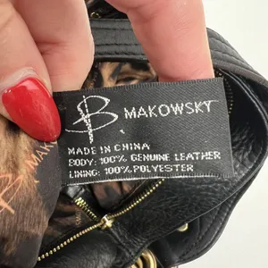 B. Makowsky Large Hobo Shoulder Bag Black Pebbled Leather Studded Gold Hardware thumbnail 10