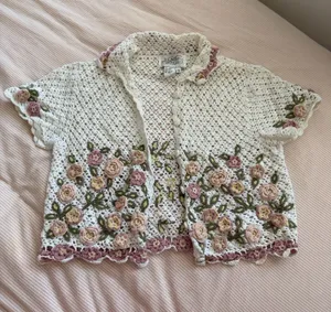 Vintage crochet top White thumbnail 1