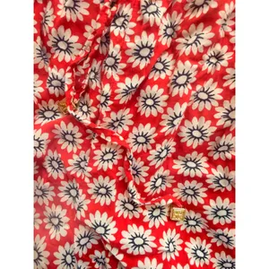 Tory Burch Red Daisy Floral Off Shoulder Romper Tassel Tie Size M thumbnail 5