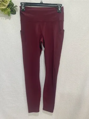 High-Waist Burgundy Seamless Leggings thumbnail 2