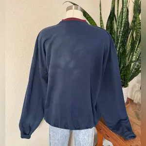 Vintage fall Navy Embroidered Heart Wreath Sweatshirt Fall Leaf Grandma Core XL‎ thumbnail 6
