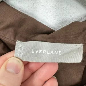 Everlane Brown Cotton Poplin Cropped Button‎ Up Shirt Contemporary Minimalist thumbnail 3