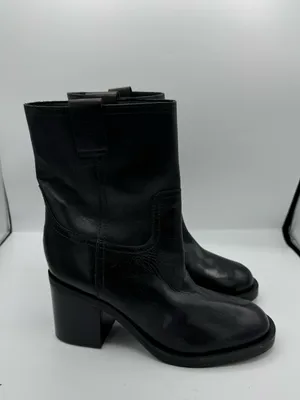 Schutz Wyatt Black Leather Mid Calf Boots Size 7 fall autumn winter nyc minimal thumbnail 2