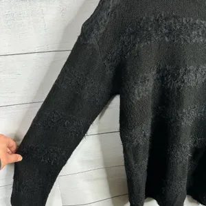 Joseph A Womens size Large Black Knit Eyelash Mixed Media Sweater thumbnail 6