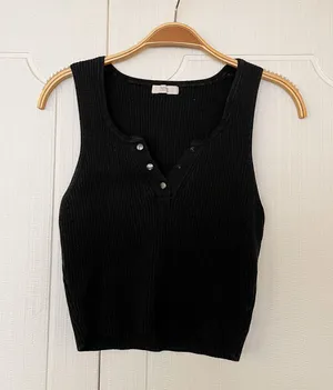 Black Ribbed Tank Top Size M thumbnail 1
