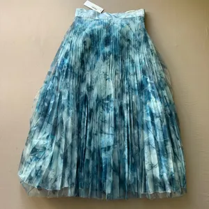 Black Dash Volumous Floral Accordion Mesh Midi Skirt thumbnail 2