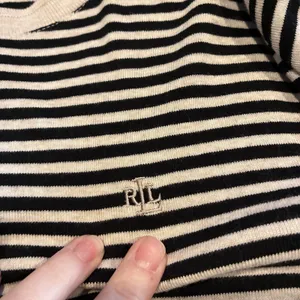 VTG Lauren Ralph Lauren Womens Medium Striped Top Black and Light Beige thumbnail 6