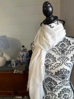 80”X30” white lightweight fashion scarf thumbnail 2