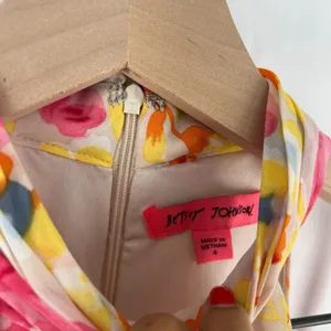 Betsey Johnson Dress Womens 4 Multicolor Floral Halter Neck Back Zip Peplum‎ Hem thumbnail 8