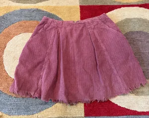 Free People Kendall Corduroy Mini Skirt Dusty Rose Pink Frayed Raw Hem Size 2 thumbnail 1