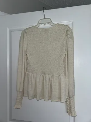 Boutique Cream Peplum Top thumbnail 4