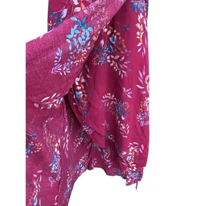 Lulus Amal Floral Wrap Maxi Dress M Burgundy V-Neck Hi-Low Summer Party Wedding thumbnail 7