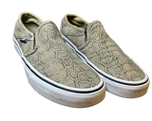 🐍 Vans Snake Print Slip-On Sneakers Women’s Size 7 –‎ Neutral Beige/Green 🐾 thumbnail 1