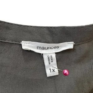 Maurices Womens 1X Olive Gray Roll Tab Sleeve Split Neck Tunic Blouse | 0200 thumbnail 3