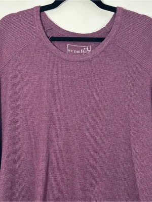Free People We The Free Women’s Medium Purple Waffle Knit Thermal Top thumbnail 3