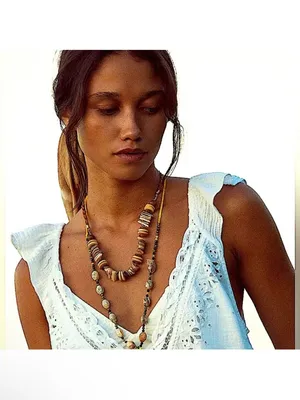 NWT Free People Isabella Bohemian Natural Wood Necklace thumbnail 3