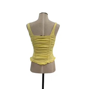 White Fox Bare With Me Bustier Top‎ Lemon Yellow Ruched Corset Tank Size Medium thumbnail 8