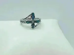 Blue Rhinestone Cross Ring Size 8 thumbnail 6