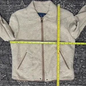 Ralph Lauren Vintage Women’s Tan Beige Herringbone Suede Trim Jacket Size 4 thumbnail 8