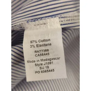 J. Crew Factory Blue & White Stripe Cotton‎ Blend Bell Sleeve Button-Down Top thumbnail 5
